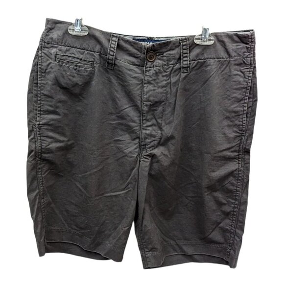Vintage Y2K American Eagle Grey 100% Cotton Khaki Bermuda Chino Shorts Size 33